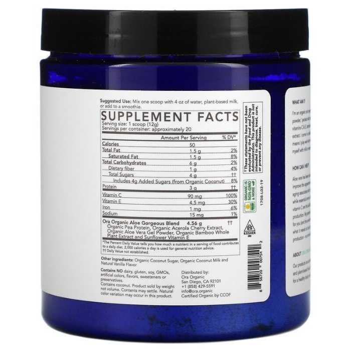 Ora - Organic Vegan Collagen-Boosting Powder - Aloe Gorgeous - Plan-txs