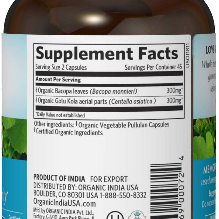 Organic India-Memory, 90 count