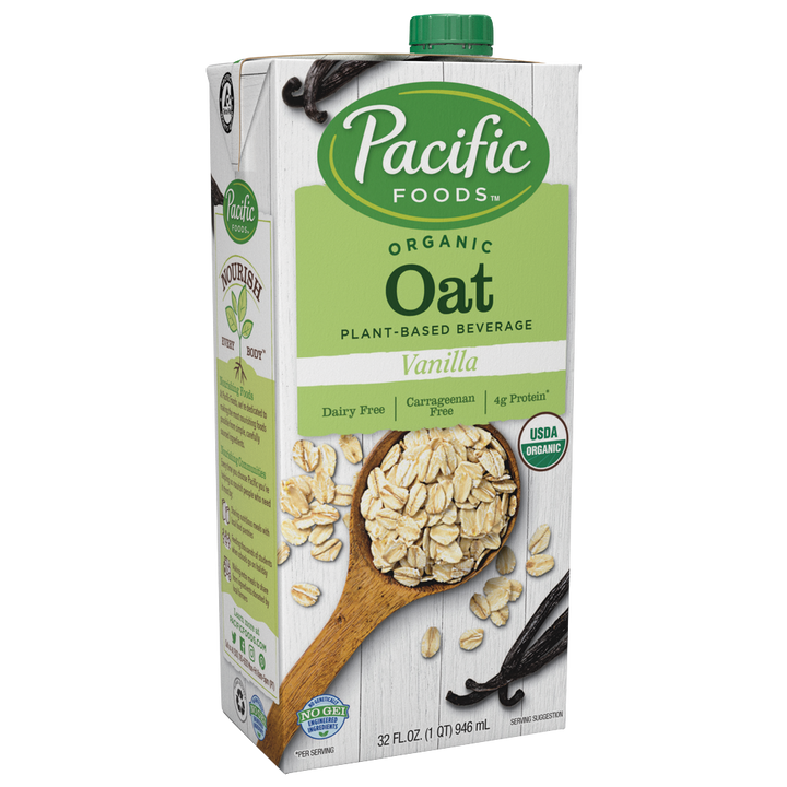 Pacific Foods Organic Oat Plant-Based Beverage Vanilla 32 Fl Oz
 | Pack of 12 - Plan-txs