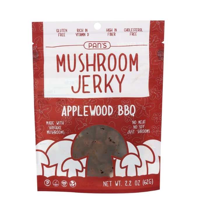Pan's Mushroom Jerky - Applewood BBQ Mushroom Jerky, 2.2oz - Front