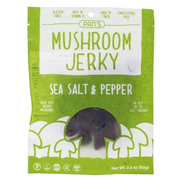 Pan's Mushroom Jerky - Sea Salt + Pepper Mushroom Jerky, 2.2oz - Front