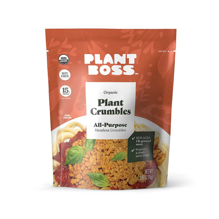 Plant Boss, Organic All Purpose Meatless Plant Crumbles, 3.35 oz | Pack of 6 - Plan-txs