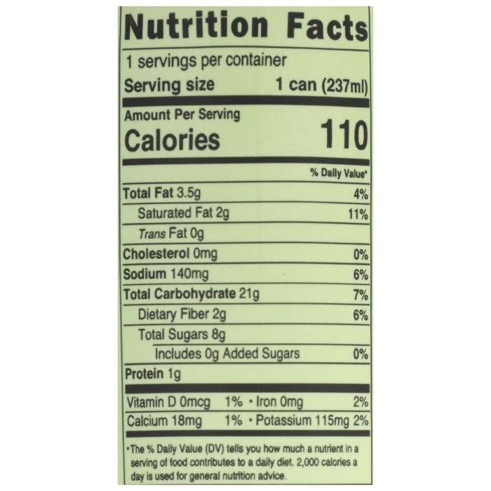 Pop and Bottle - Matcha Green Tea Oat Milk Latte, 8oz - nutrition facts