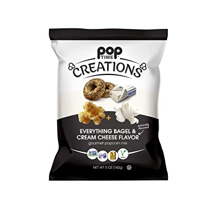 Poptime Creations Everything Bagel Cream Cheese Popcorn, 5 Oz | Pack of 6 - Plan-txs