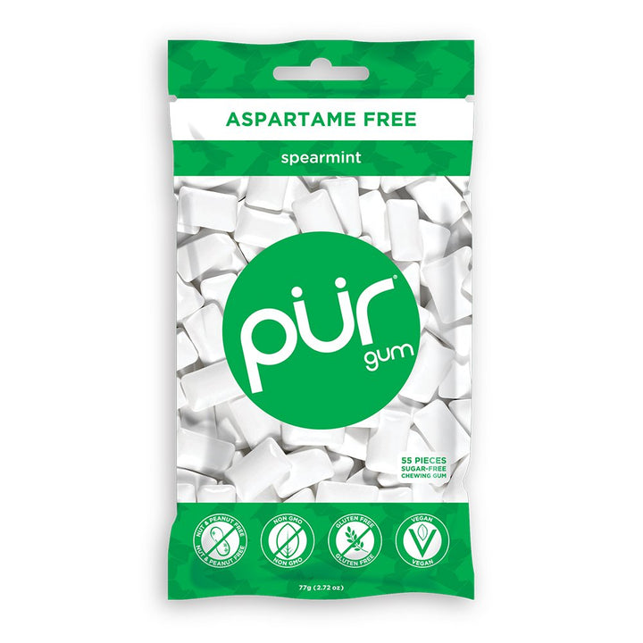 Pur Chewing Gum Sugar-Free Aspartame Spearmint 2.72oz | Pack of 12 - Plan-txs