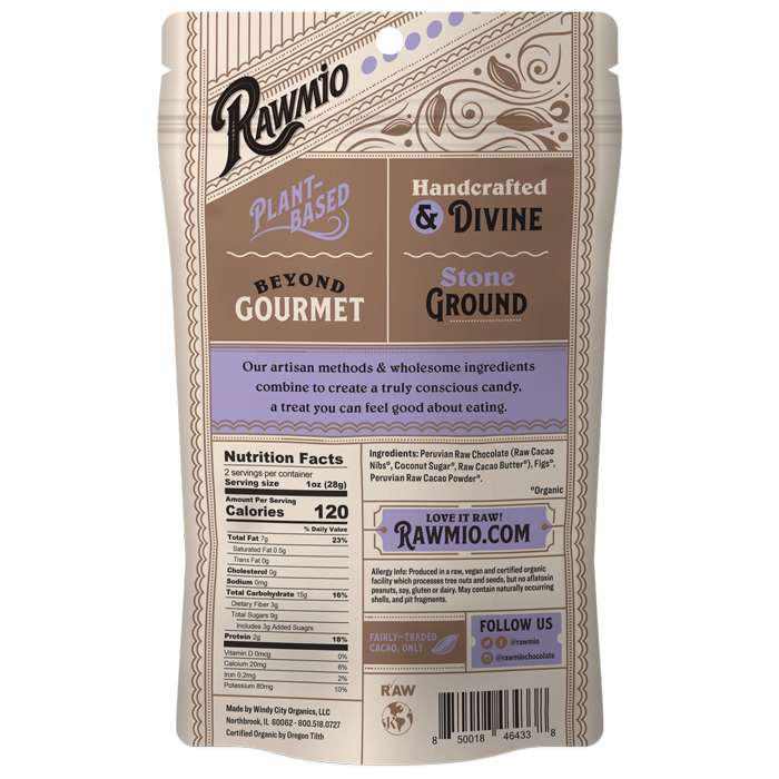 Rawmio - Chocolate Covered Figs , 2oz - back