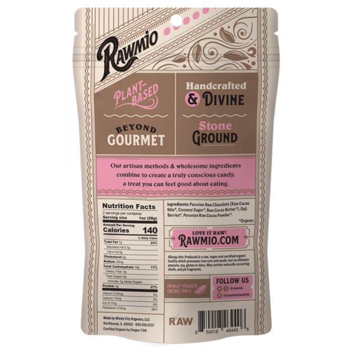 Rawmio - Chocolate Covered Goji Berries , 2oz - back
