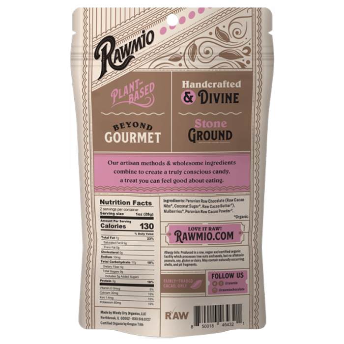 Rawmio - Chocolate Covered Mulberries , 2oz - back