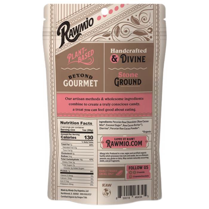 Rawmio - Chocolate Covered Sweet Cherries, 2oz - back
