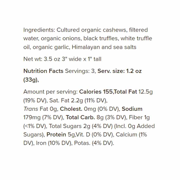 Reine Vegan Cheese - Trufflehound ,3.5oz - Back