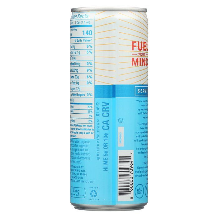 Rise Nitro Cold Brew Coffee - Vanilla Oat Milk Latte, 7 fl oz - back