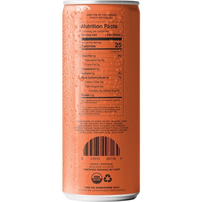 Rowdy Mermaid - Adaptonic Strawberry Holy Basil- Nutrition Facts