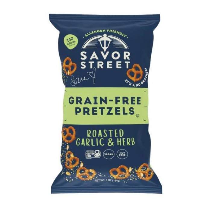 Savor By Suzie - Grain-Free Pretzels Roasted Garlic & Herb (5oz) - front