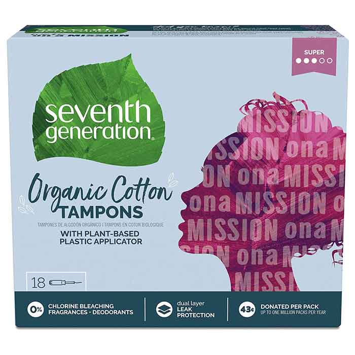 Seventh Generation - Organic Super Tampons with Applicator, 18 Pack