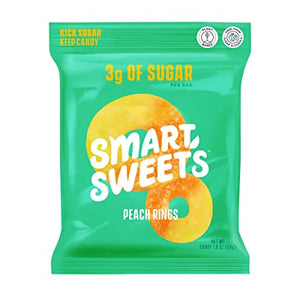 SmartSweets - Peach Rings, Peach, 1.8 oz | Pack of 12
