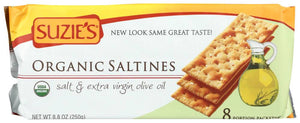 Suzie's - Organic Saltines Salt and Extra Virgin Olive Oil 8.8 Oz | Pack of 3