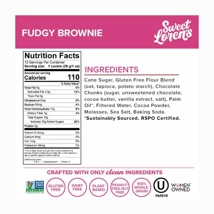 Sweet Loren's - Gluten-Free Cookie Dough - Fudgy Brownie Cookie Dough, 12oz  - back