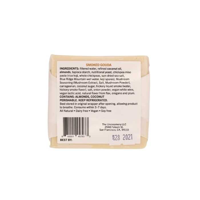 The Uncreamery - Smoked Gouda, 8oz back