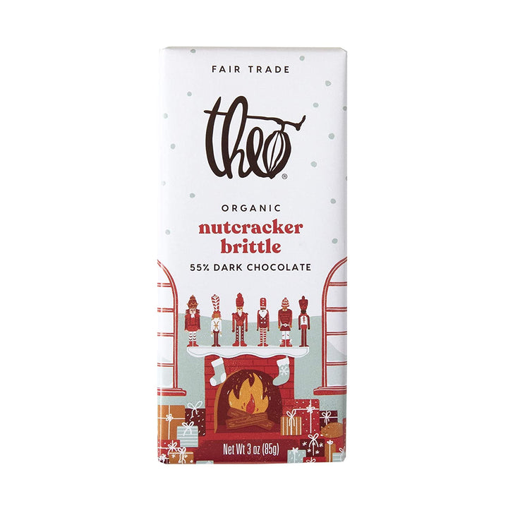 Theo Chocolate - Nutcracker Brittle Dark Chocolate Bar, 3oz | Pack of 12 - Plan-txs