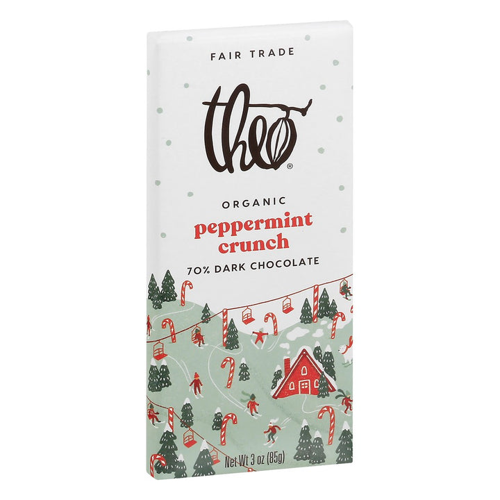 Theo Chocolate - Peppermint Crunch Dark Chocolate Bar, 3oz | Pack of 12 - Plan-txs