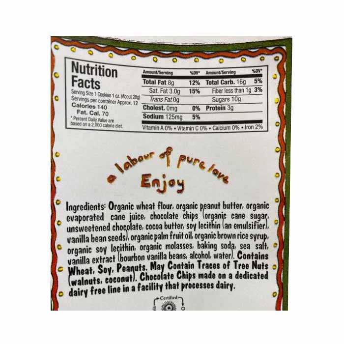 Uncle Eddie's - Cookies - Peanut Butter Chocolate Chip, 12oz - back