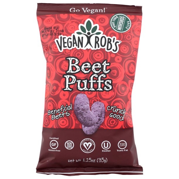 Vegan Rob's Beet Puffs - 1.25 OZ | Pack of 24 - Plan-txs