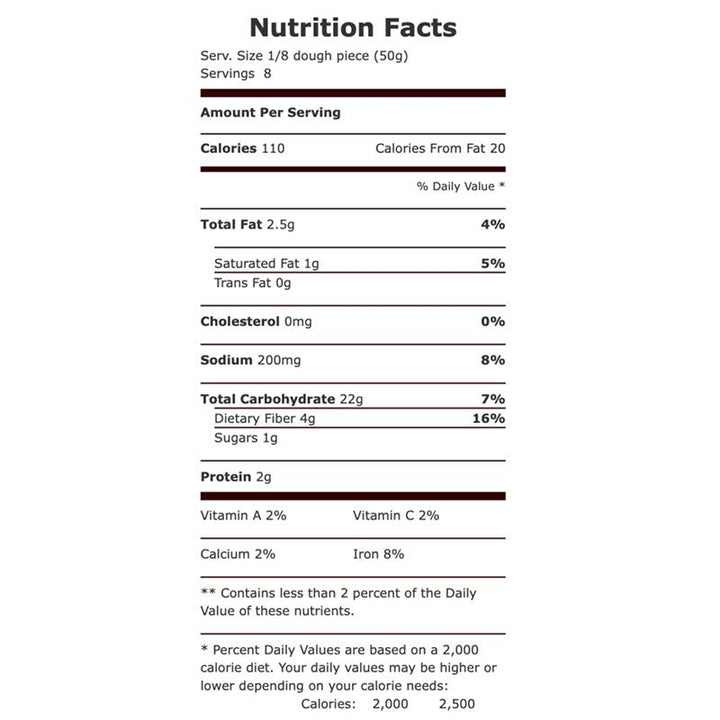 74677842584 - wholly wholesome pizza dough ball nutrition