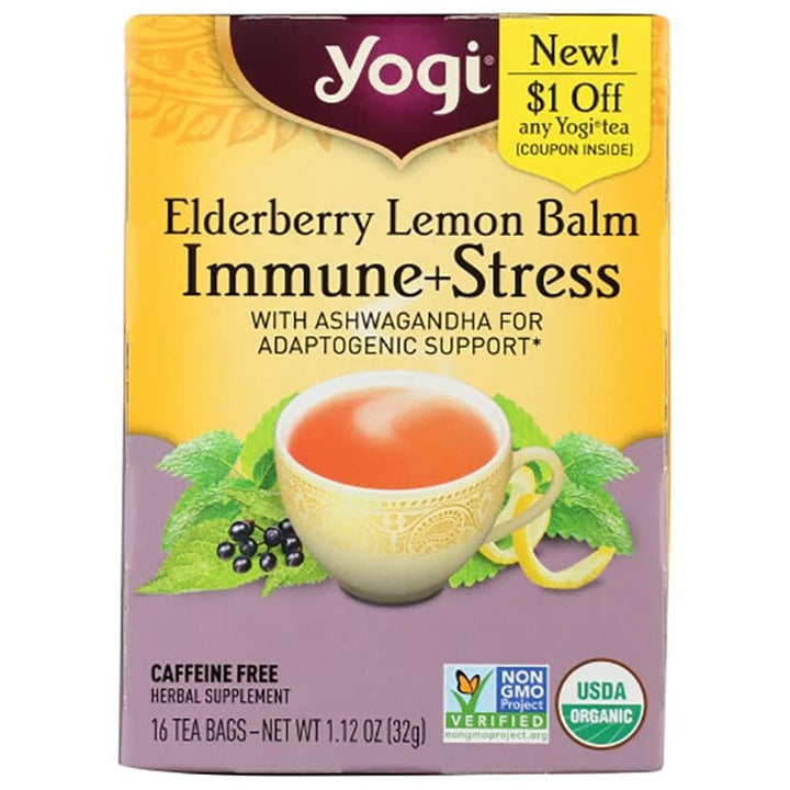 yogi elderberry lemon balm immune and stress tea