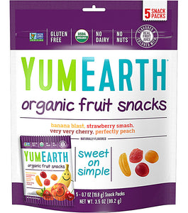 YumEarth - Organic Fruit Snacks Banana Cherry Peach & Strawberry 5 Packs | Pack of 12