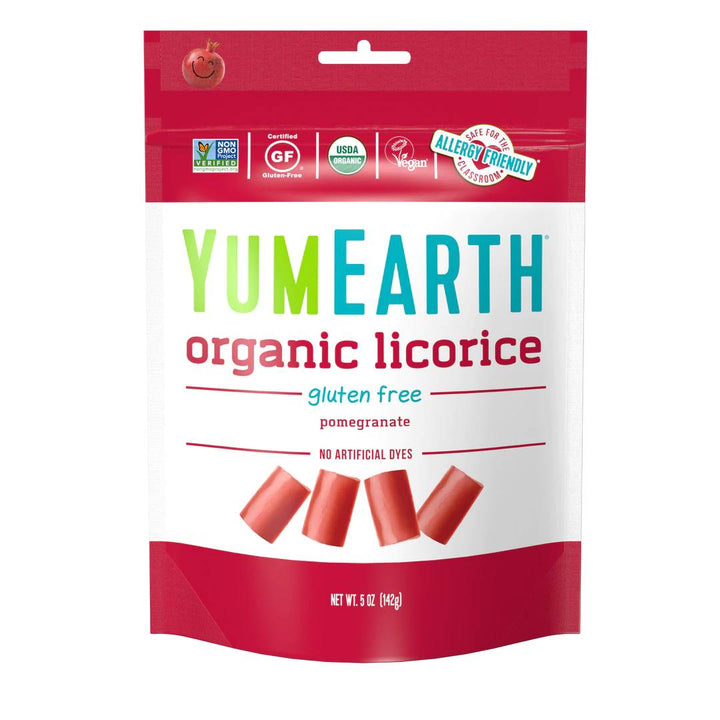 Yum Earth Organic Licorice Gluten Free Pomegranate — 5 oz | Pack of 12 - Plan-txs