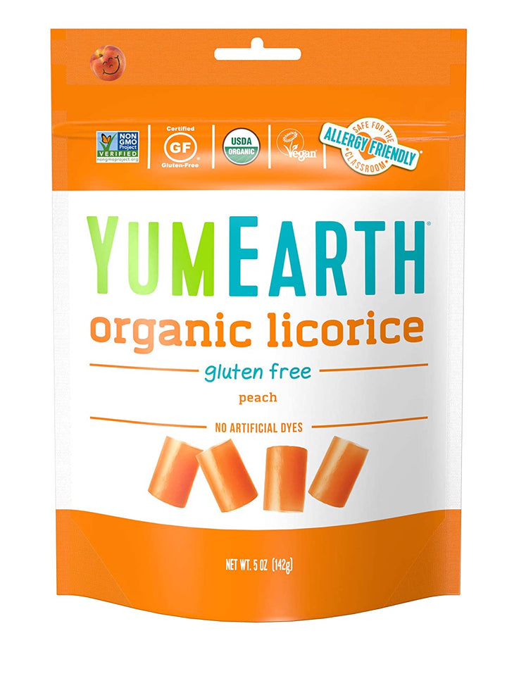 YumEarth, Organic Licorice, Peach, 5 oz | Pack of 12 - Plan-txs